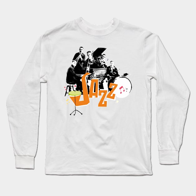 Jazz Band Long Sleeve T-Shirt by tonyleone